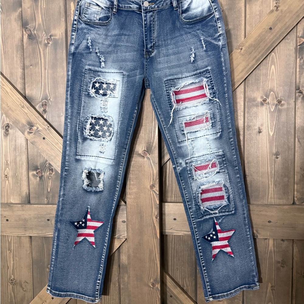 Patriotic Star and Stripe Straight Leg Jeans - XXL - Picture 6 of 6